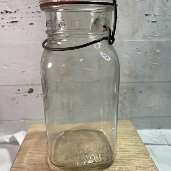 Presto Clear Glass Square Jar Glass Top Lid Bail Arm Closure Owen Illinois Glass - Picture 4 of 10